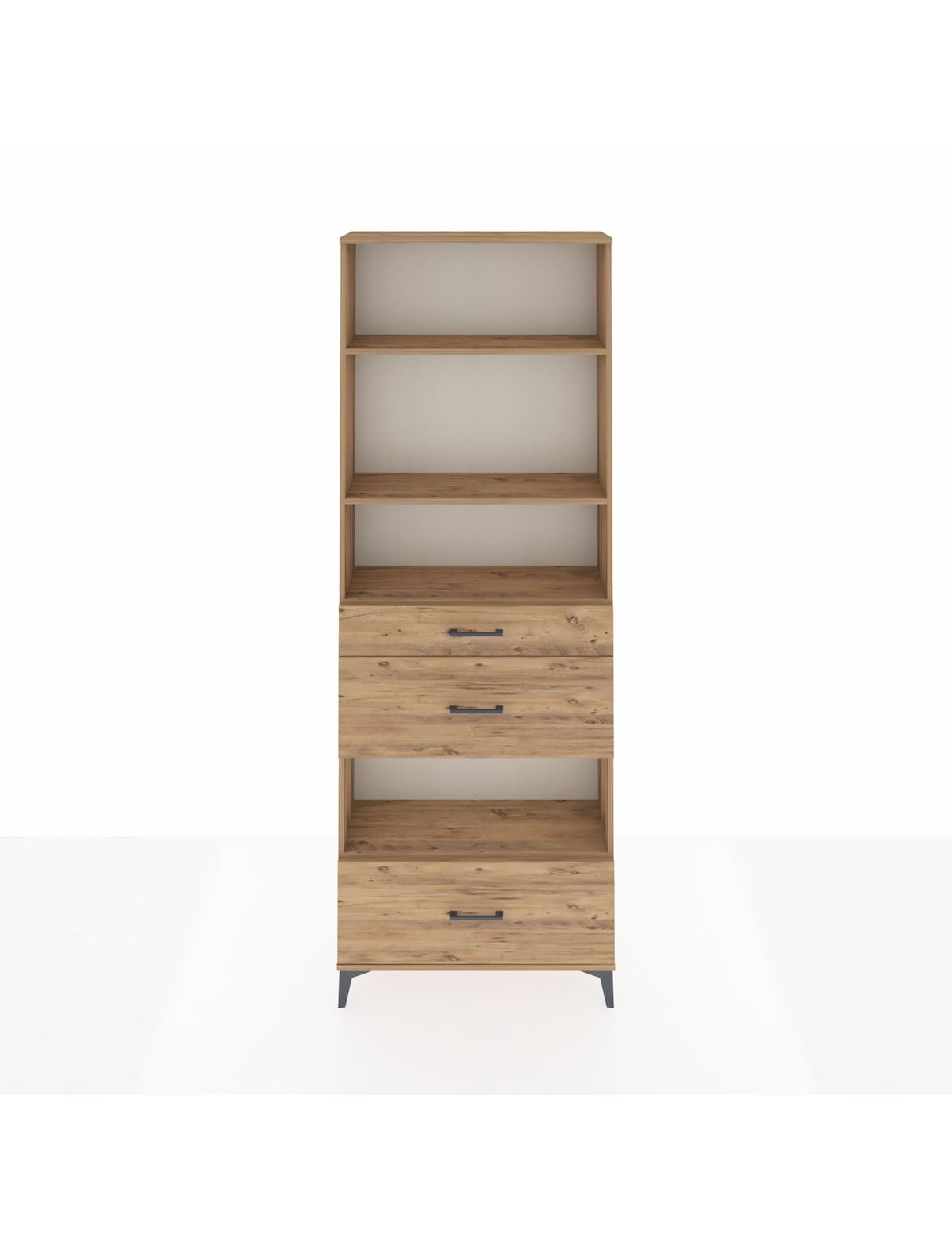 Arges Dolap 4 Raflı 3 Çekmeceli 88x30x243 Çam-Çam