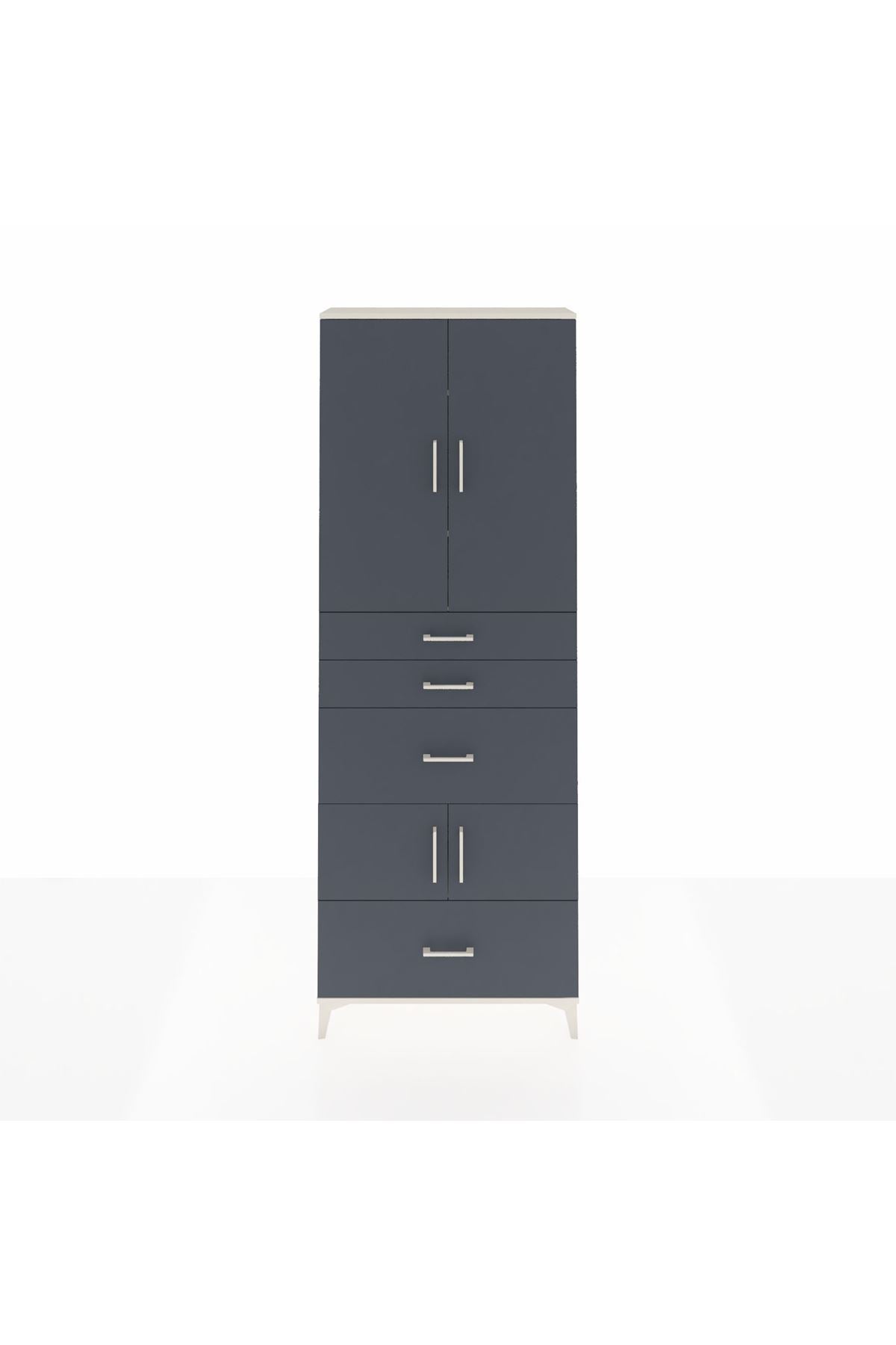 Arges Dolap 4 Raflı 4 Çekmeceli 4 Kapaklı 88x30x243 Aytaşı-Antrasit