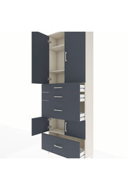 Arges Dolap 4 Raflı 4 Çekmeceli 4 Kapaklı 88x30x243 Aytaşı-Antrasit