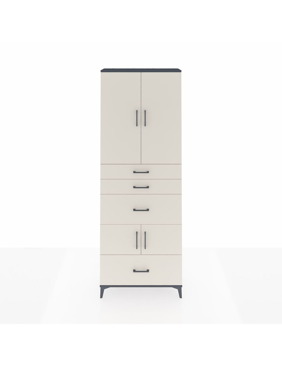 Arges Dolap 4 Raflı 4 Çekmeceli 4 Kapaklı 88x30x243 Antrasit-Aytaşı