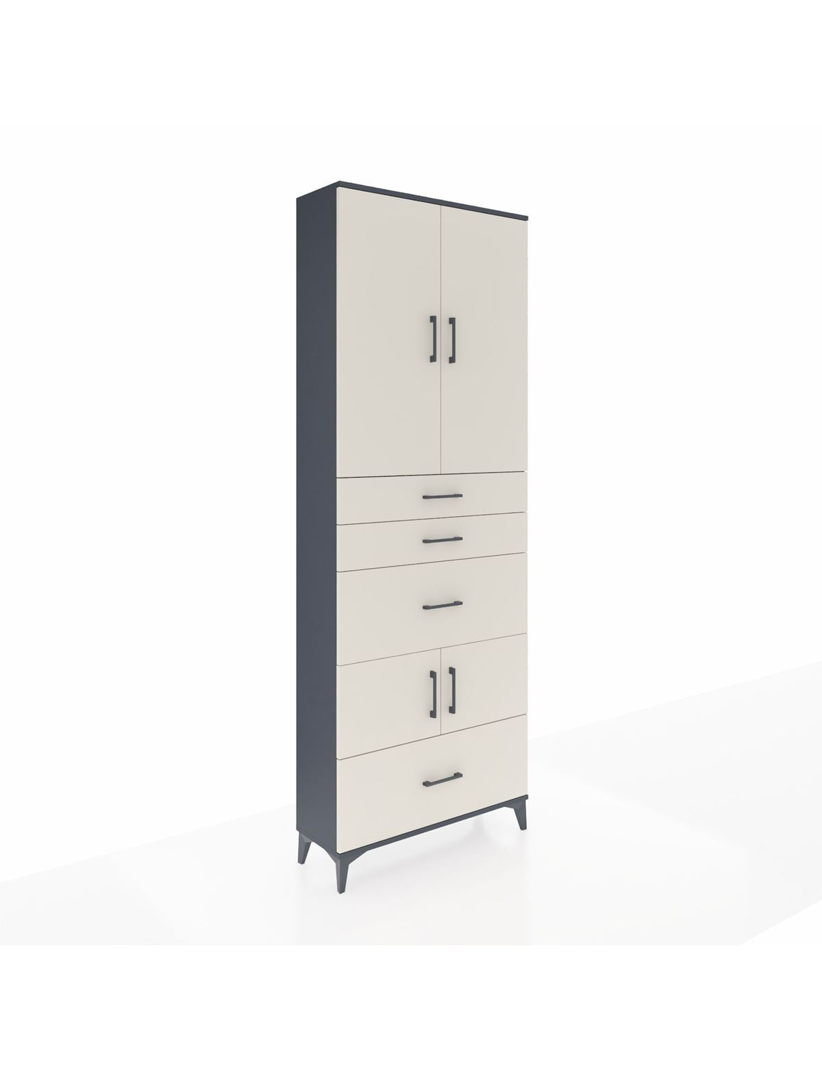 Arges Dolap 4 Raflı 4 Çekmeceli 4 Kapaklı 88x30x243 Antrasit-Aytaşı