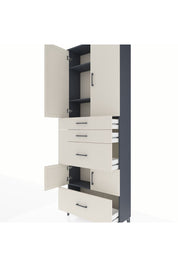 Arges Dolap 4 Raflı 4 Çekmeceli 4 Kapaklı 88x30x243 Antrasit-Aytaşı