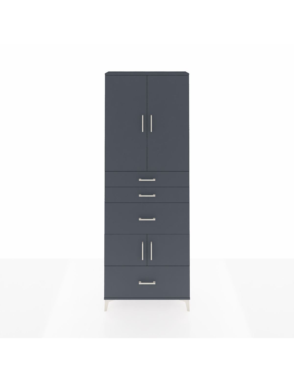 Arges Dolap 4 Raflı 4 Çekmeceli 4 Kapaklı 88x30x243 Antrasit-Antrasit