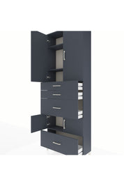 Arges Dolap 4 Raflı 4 Çekmeceli 4 Kapaklı 88x30x243 Antrasit-Antrasit