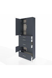 Arges Dolap 4 Raflı 4 Çekmeceli 4 Kapaklı 88x30x243 Antrasit-Antrasit