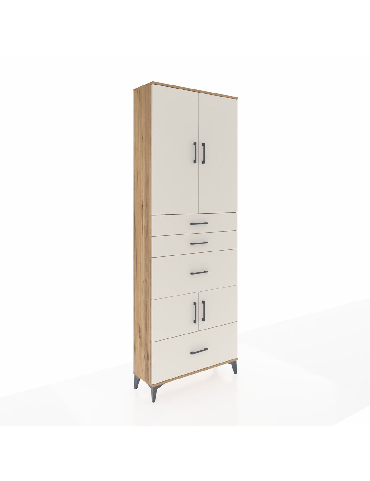 Arges Dolap 4 Raflı 4 Çekmeceli 4 Kapaklı 88x30x243 Çam-Aytaşı