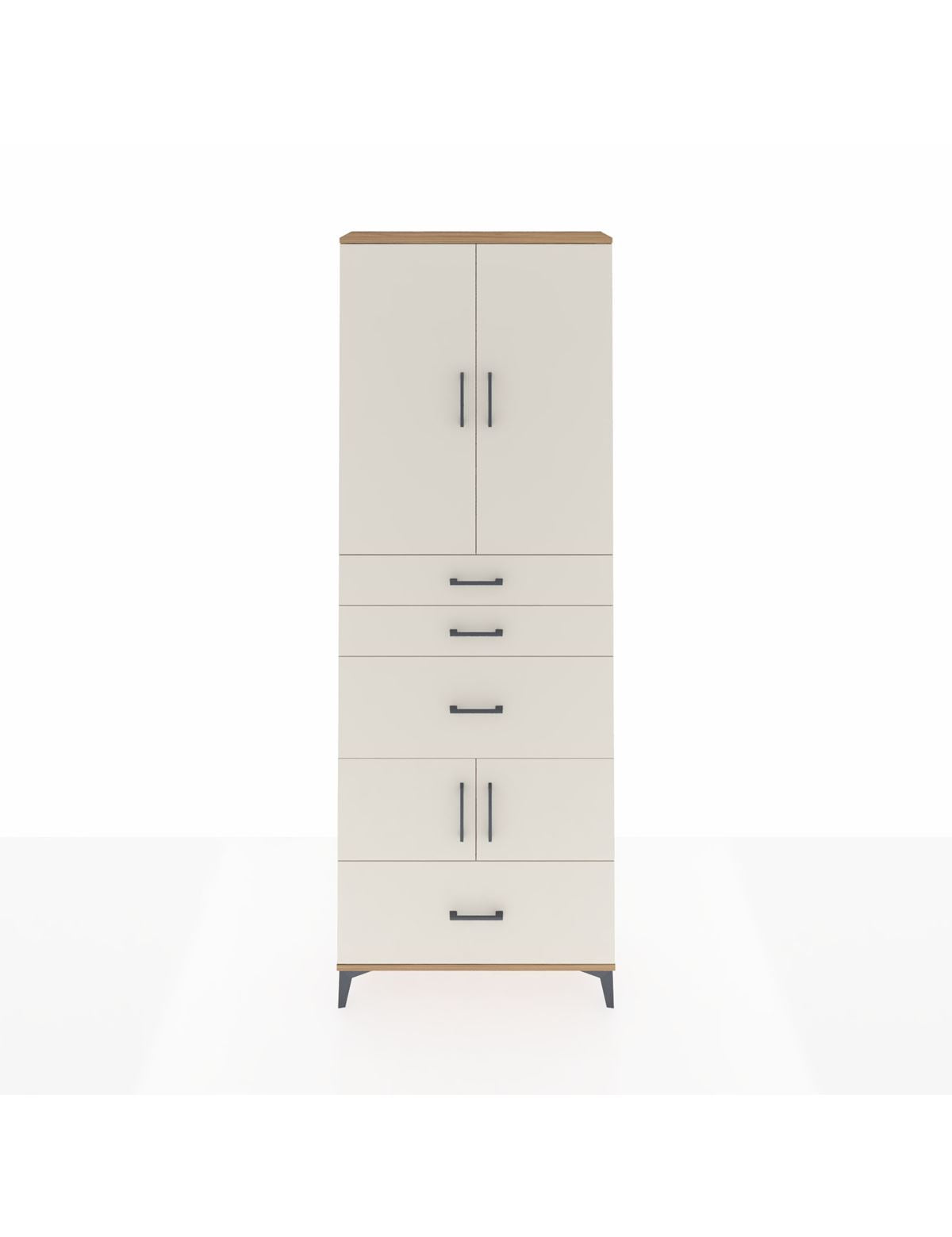 Arges Dolap 4 Raflı 4 Çekmeceli 4 Kapaklı 88x30x243 Çam-Aytaşı