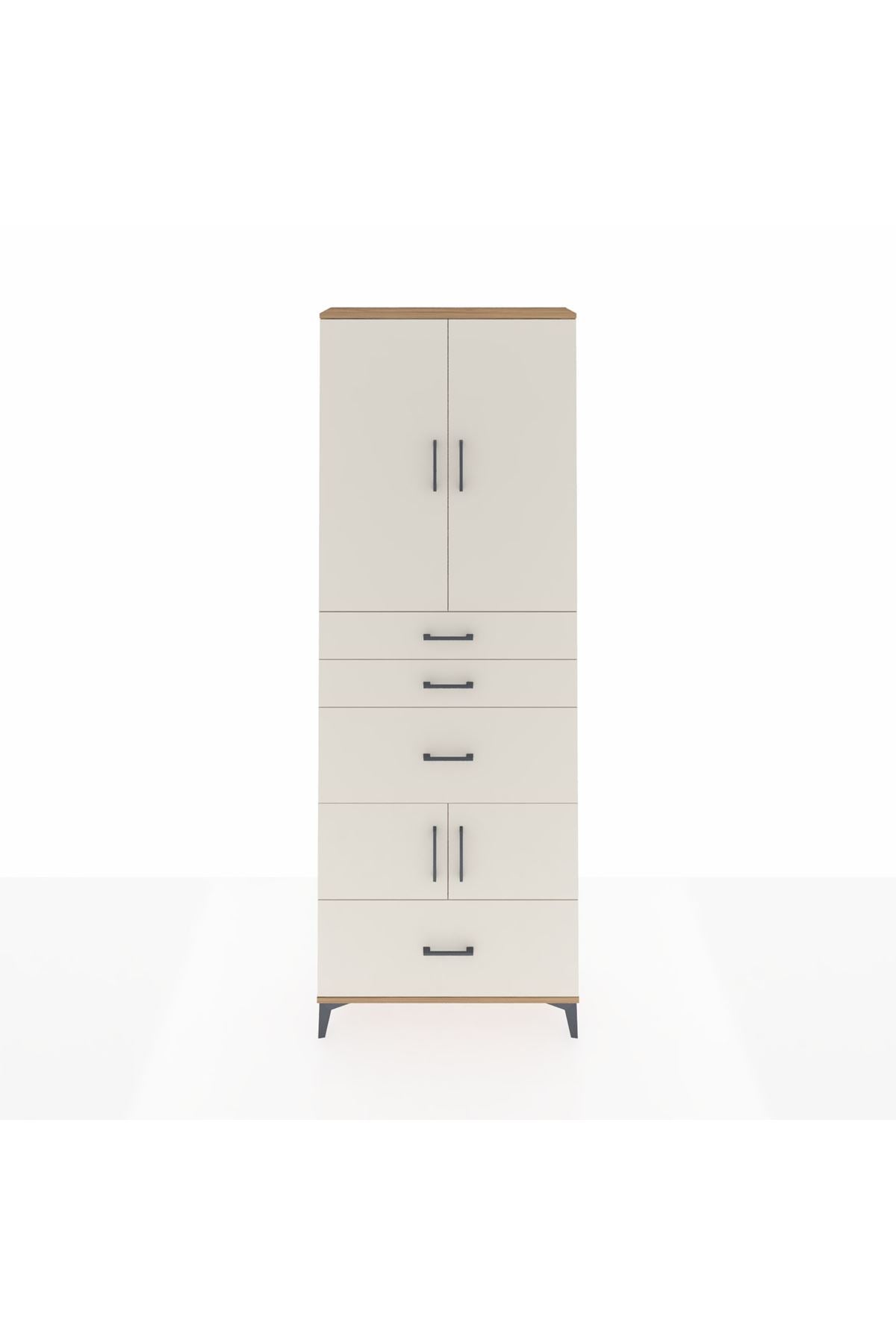 Arges Dolap 4 Raflı 4 Çekmeceli 4 Kapaklı 88x30x243 Çam-Aytaşı