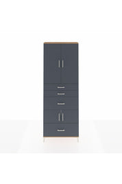 Arges Dolap 4 Raflı 4 Çekmeceli 4 Kapaklı 88x30x243 Çam-Antrasit