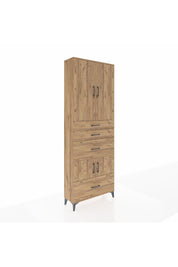 Arges Dolap 4 Raflı 4 Çekmeceli 4 Kapaklı 88x30x243 Çam-Çam
