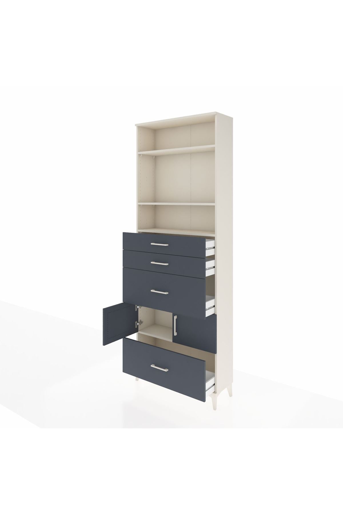 Arges Dolap 4 Raflı 4 Çekmeceli 2 Kapaklı 88x30x243 Aytaşı-Antrasit