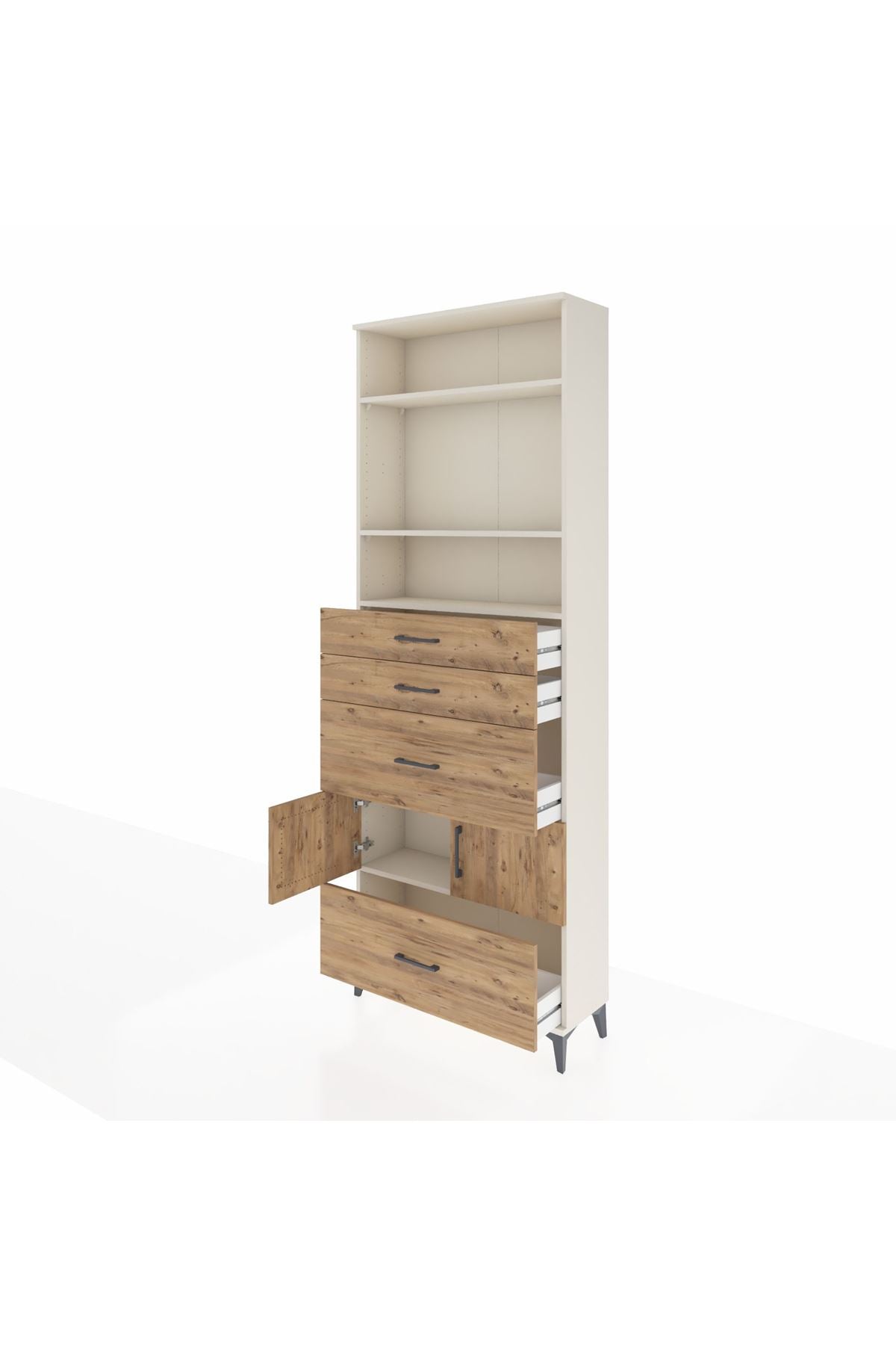 Arges Dolap 4 Raflı 4 Çekmeceli 2 Kapaklı 88x30x243 Aytaşı-Çam