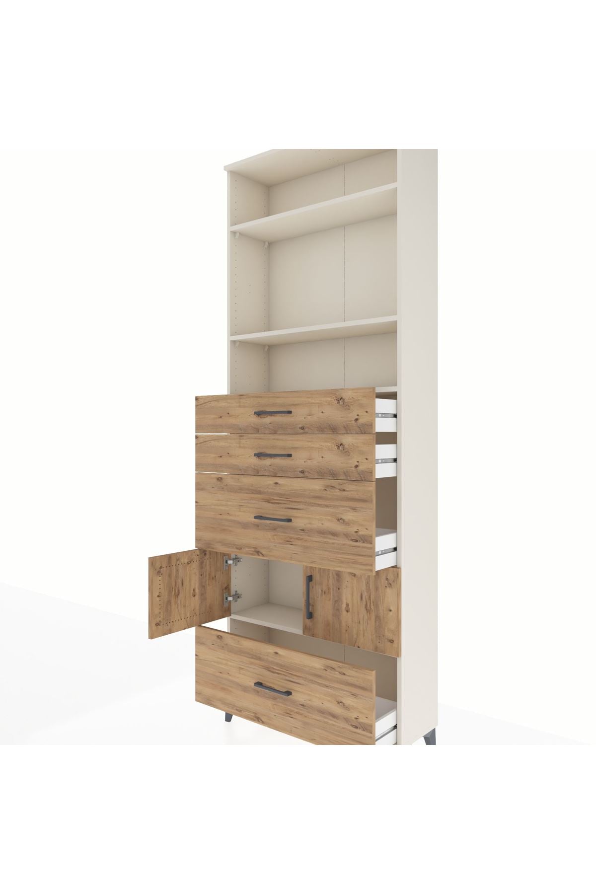 Arges Dolap 4 Raflı 4 Çekmeceli 2 Kapaklı 88x30x243 Aytaşı-Çam