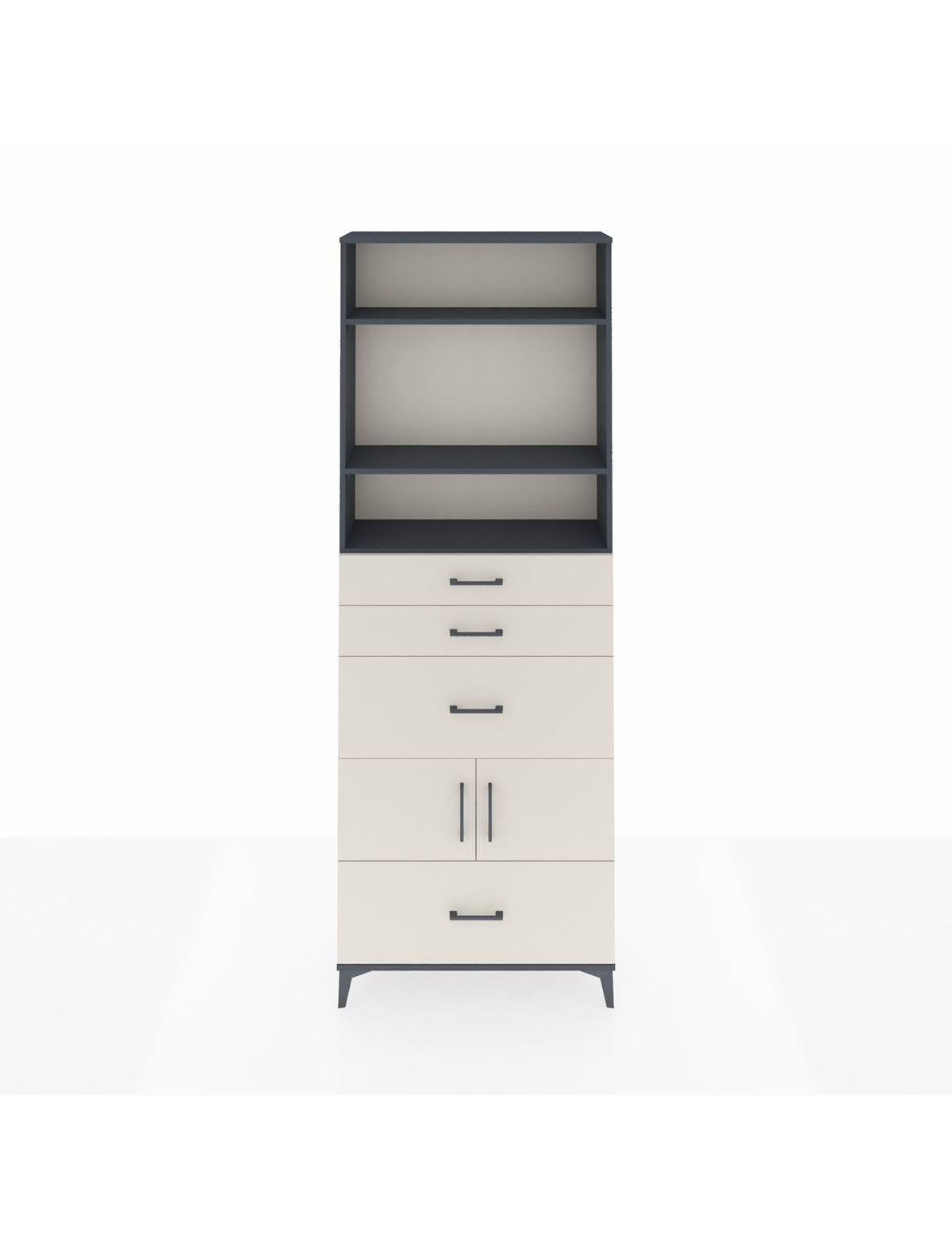 Arges Dolap 4 Raflı 4 Çekmeceli 2 Kapaklı 88x30x243 Antrasit-Aytaşı