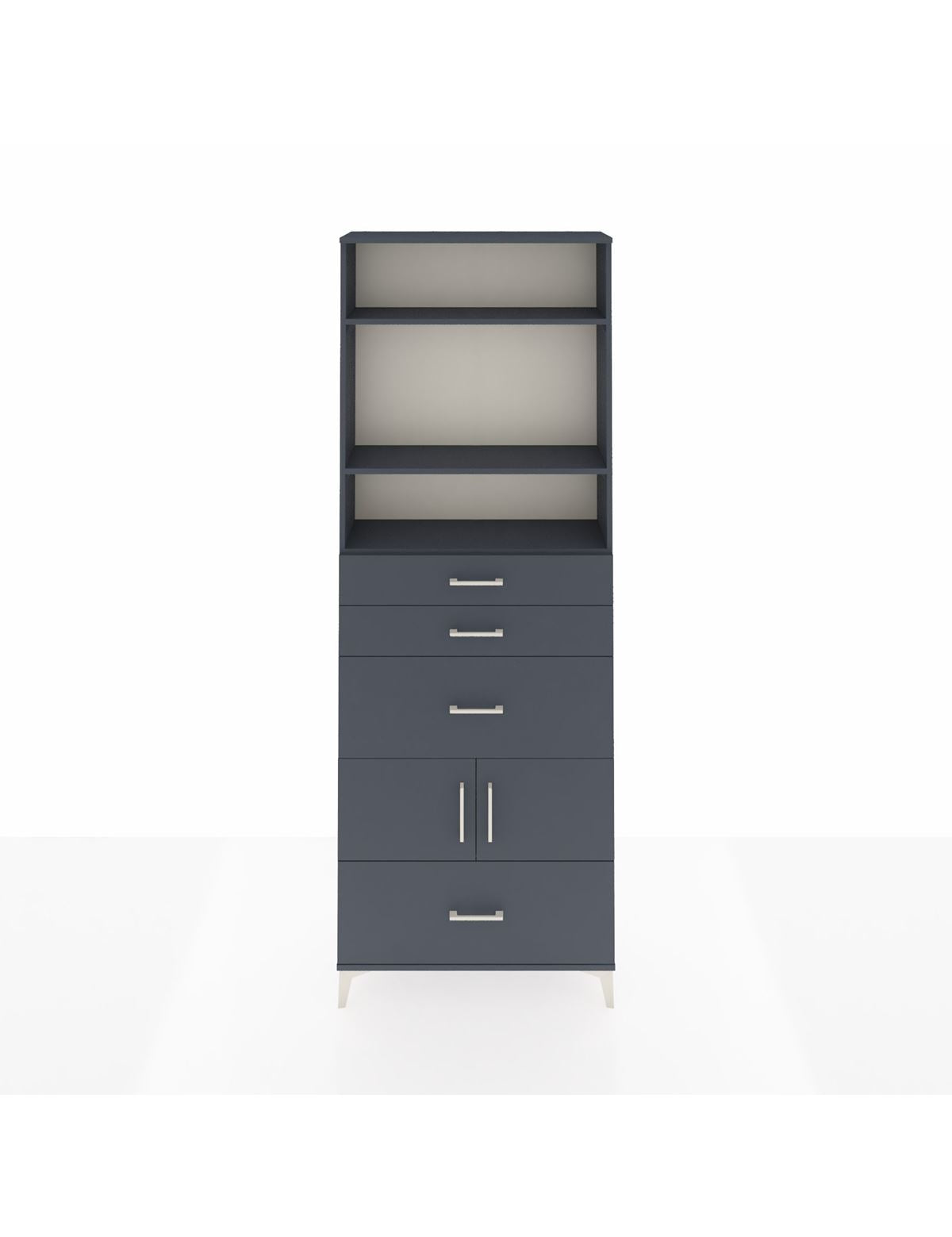 Arges Dolap 4 Raflı 4 Çekmeceli 2 Kapaklı 88x30x243 Antrasit-Antrasit