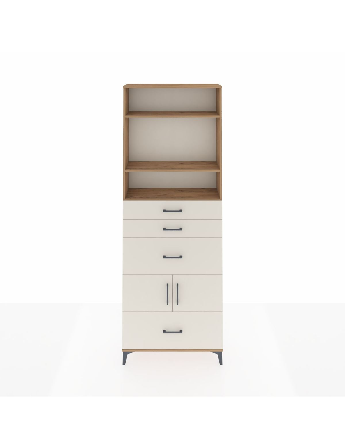 Arges Dolap 4 Raflı 4 Çekmeceli 2 Kapaklı 88x30x243 Çam-Aytaşı