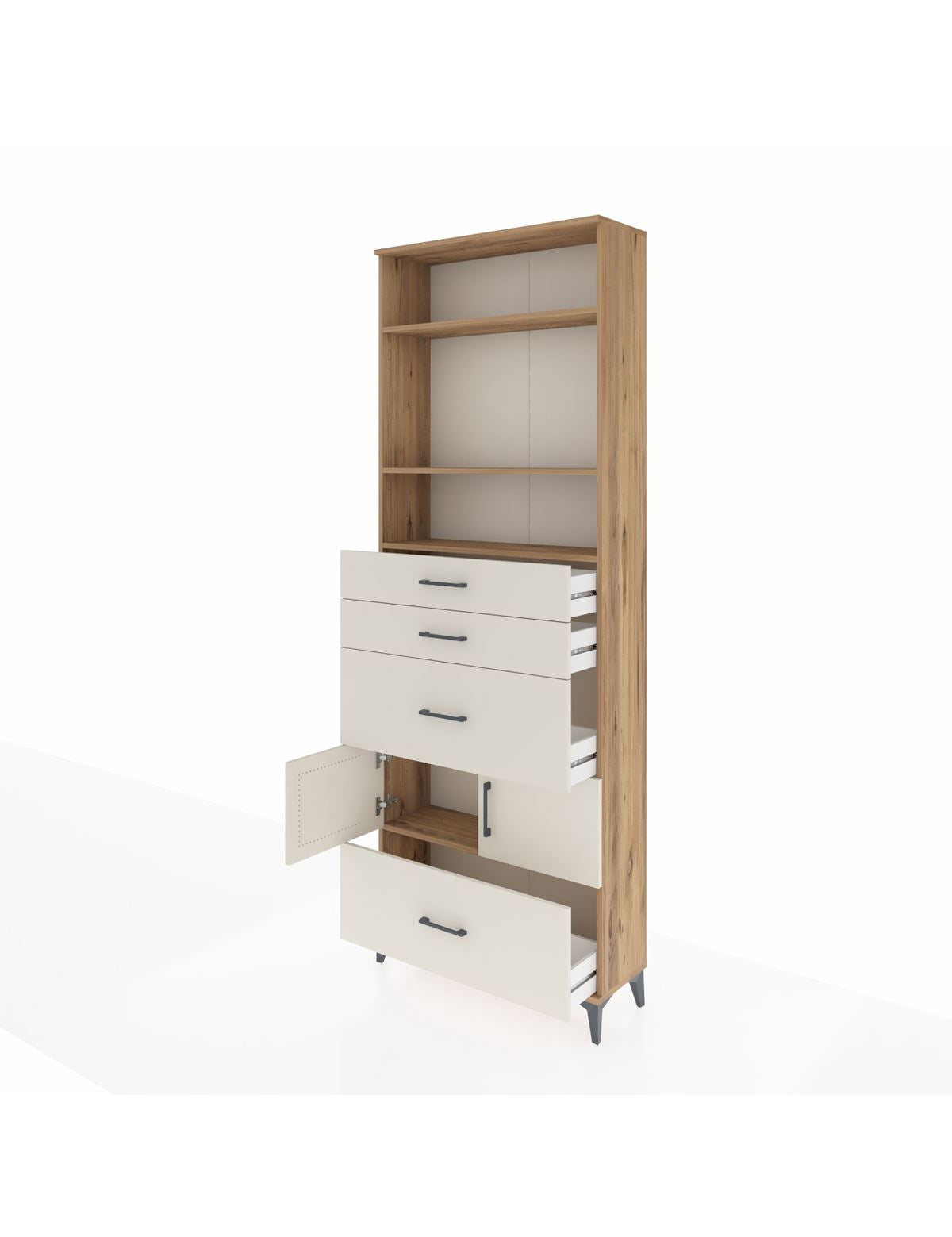 Arges Dolap 4 Raflı 4 Çekmeceli 2 Kapaklı 88x30x243 - S33M154V7A
