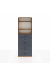 Arges Dolap 4 Raflı 4 Çekmeceli 2 Kapaklı 88x30x243 Çam-Antrasit