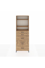 Arges Dolap 4 Raflı 4 Çekmeceli 2 Kapaklı 88x30x243 Çam-Çam