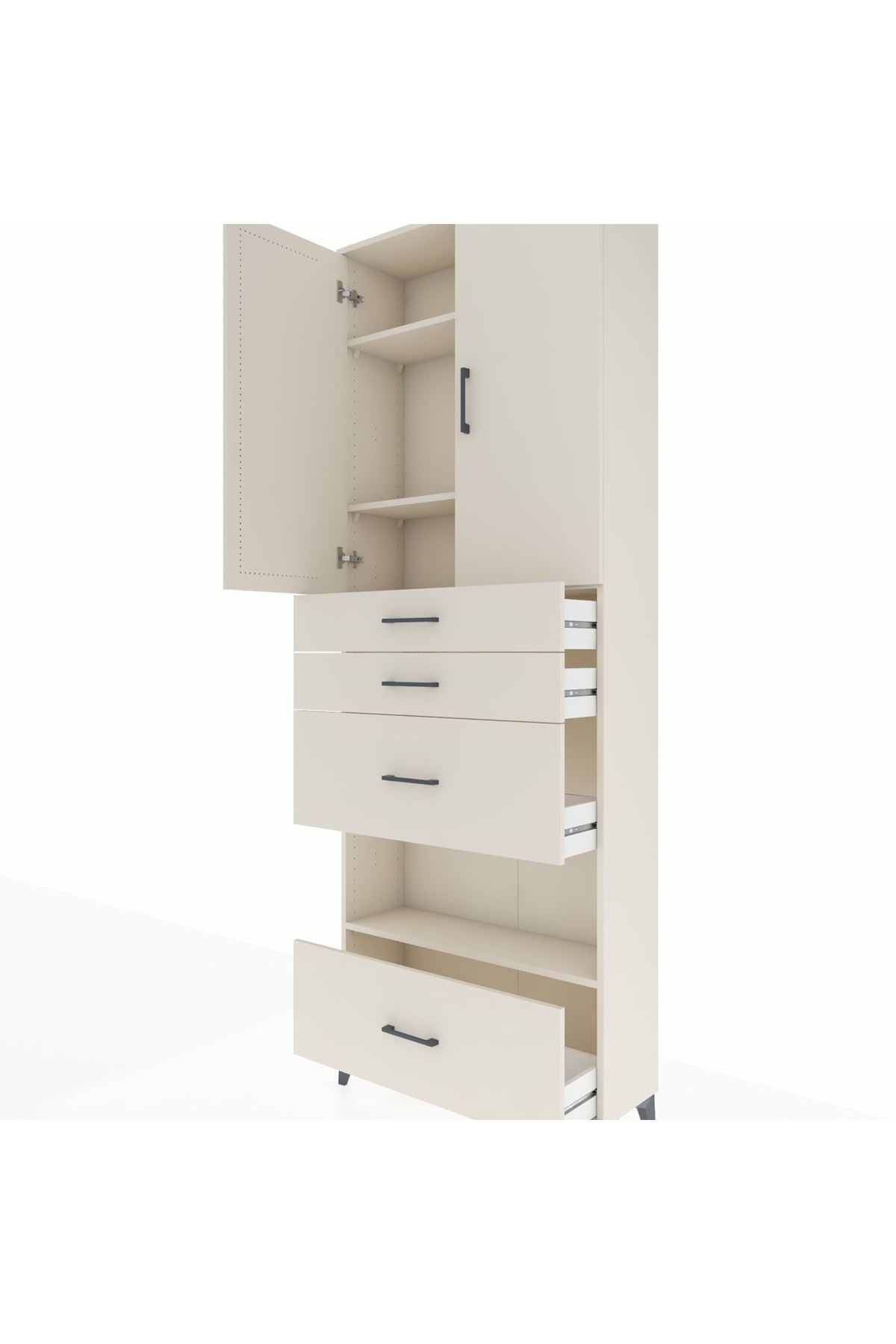 Arges Dolap 4 Raflı 4 Çekmeceli 2 Kapaklı 88x30x243 Aytaşı-Aytaşı