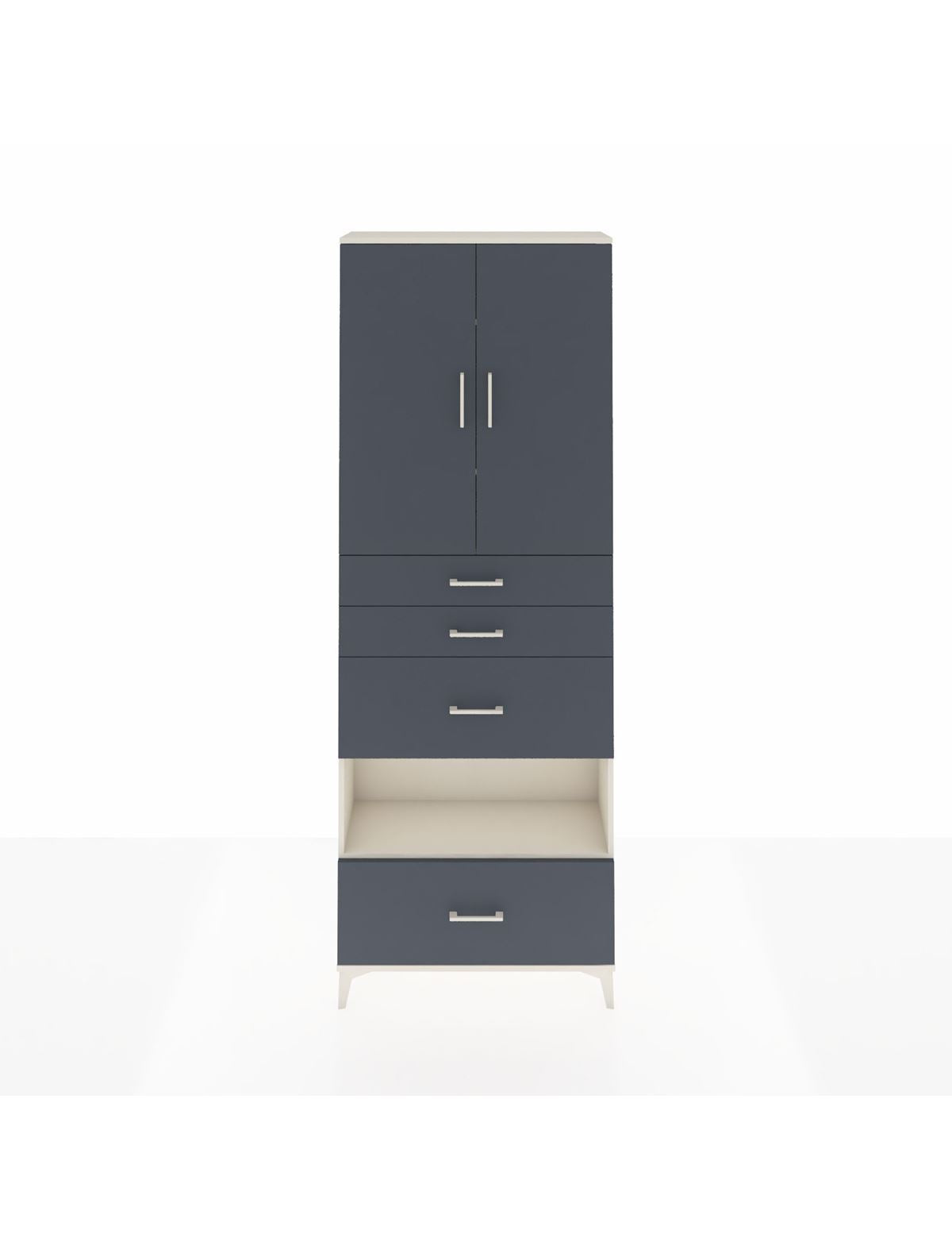 Arges Dolap 4 Raflı 4 Çekmeceli 2 Kapaklı 88x30x243 Aytaşı-Antrasit