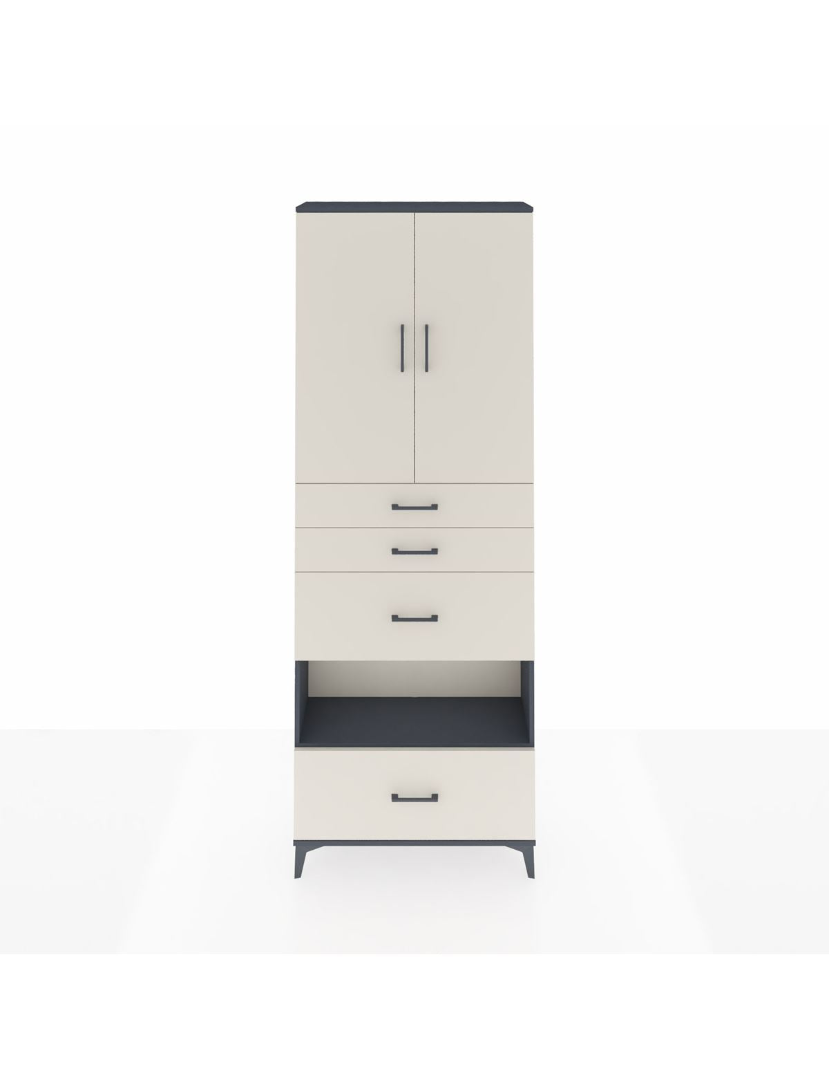 Arges Dolap 4 Raflı 4 Çekmeceli 2 Kapaklı 88x30x243 Antrasit-Aytaşı