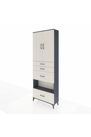 Arges Dolap 4 Raflı 4 Çekmeceli 2 Kapaklı 88x30x243 Antrasit-Aytaşı