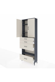 Arges Dolap 4 Raflı 4 Çekmeceli 2 Kapaklı 88x30x243 Antrasit-Aytaşı