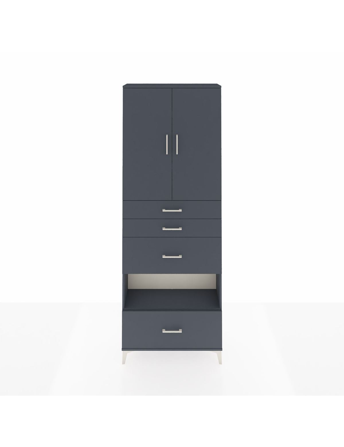 Arges Dolap 4 Raflı 4 Çekmeceli 2 Kapaklı 88x30x243 Antrasit-Antrasit