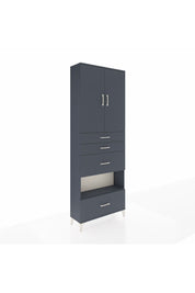 Arges Dolap 4 Raflı 4 Çekmeceli 2 Kapaklı 88x30x243 Antrasit-Antrasit