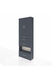 Arges Dolap 4 Raflı 4 Çekmeceli 2 Kapaklı 88x30x243 Antrasit-Antrasit