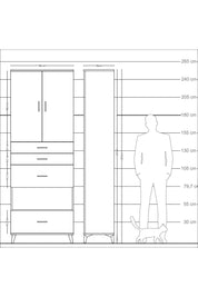 Arges Dolap 4 Raflı 4 Çekmeceli 2 Kapaklı 88x30x243 Antrasit-Antrasit