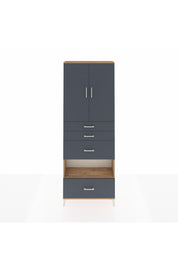 Arges Dolap 4 Raflı 4 Çekmeceli 2 Kapaklı 88x30x243 Çam-Antrasit