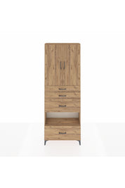 Arges Dolap 4 Raflı 4 Çekmeceli 2 Kapaklı 88x30x243 Çam-Çam