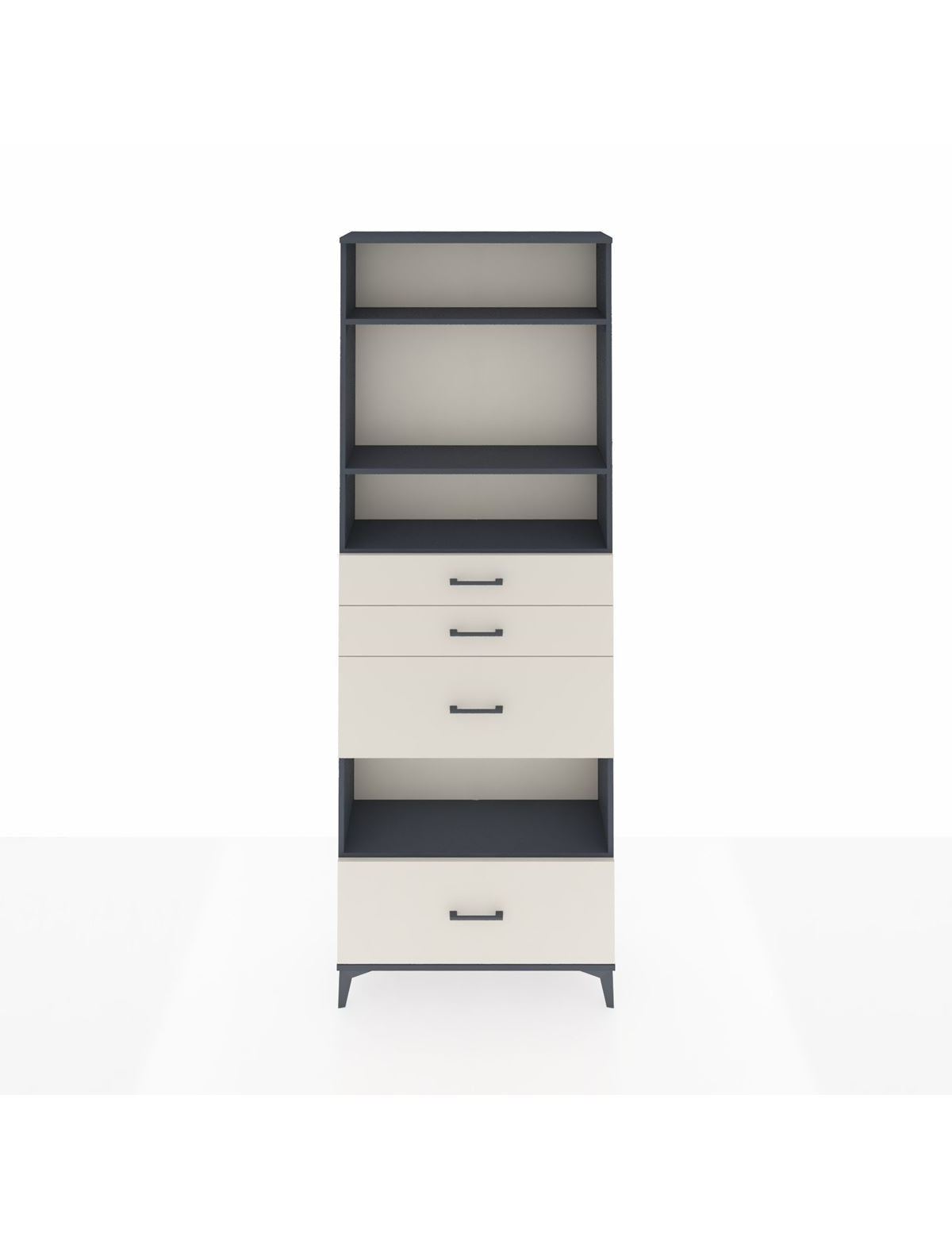 Arges Dolap 4 Raflı 4 Çekmeceli 88x30x243 Antrasit-Aytaşı