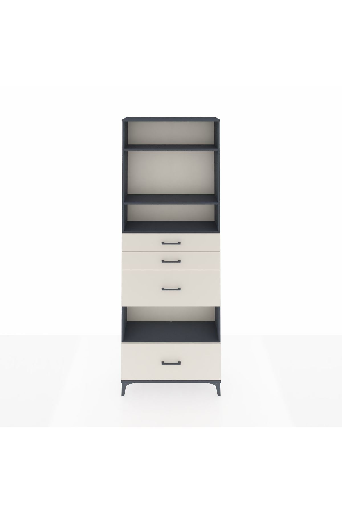 Arges Dolap 4 Raflı 4 Çekmeceli 88x30x243 Antrasit-Aytaşı