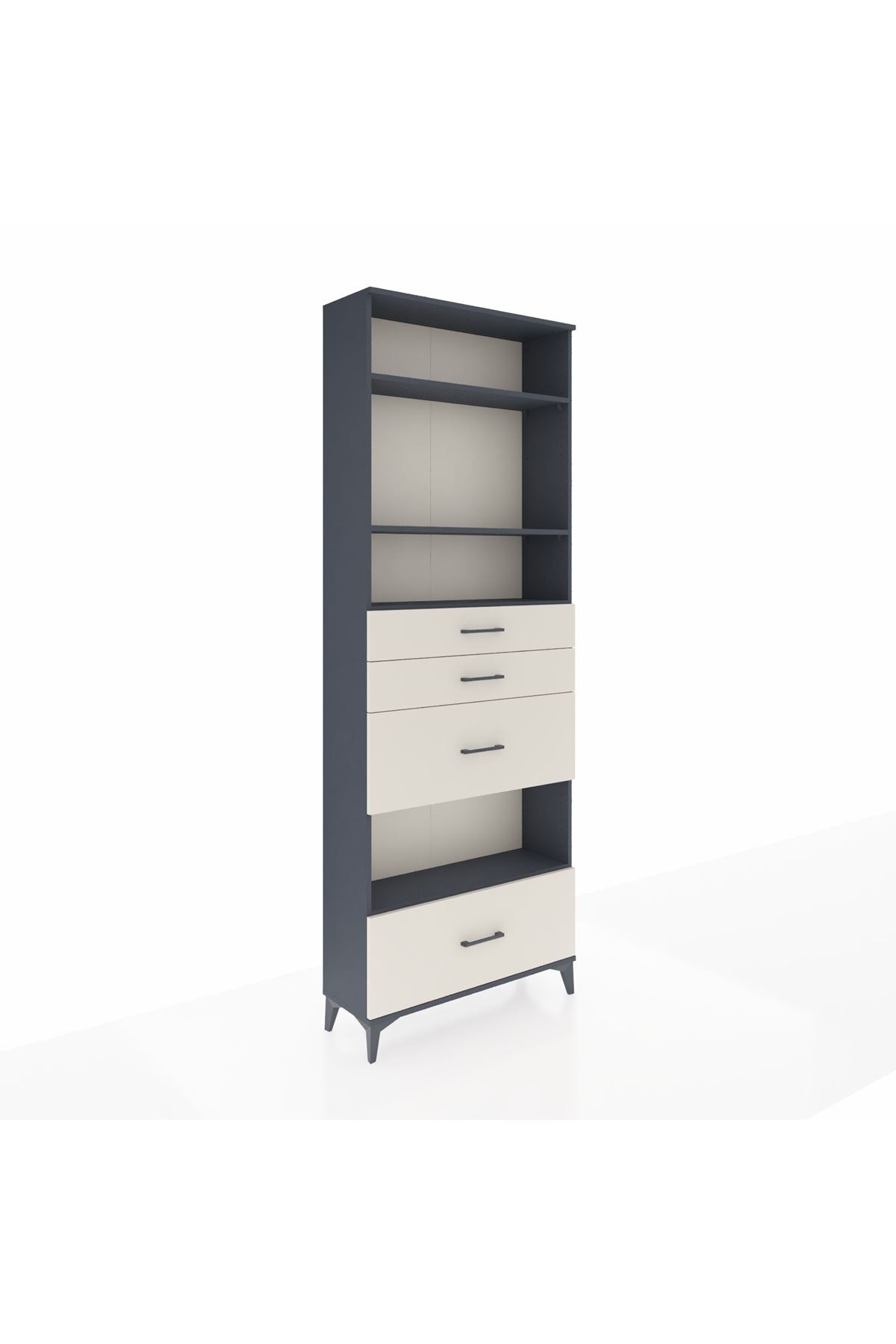 Arges Dolap 4 Raflı 4 Çekmeceli 88x30x243 Antrasit-Aytaşı