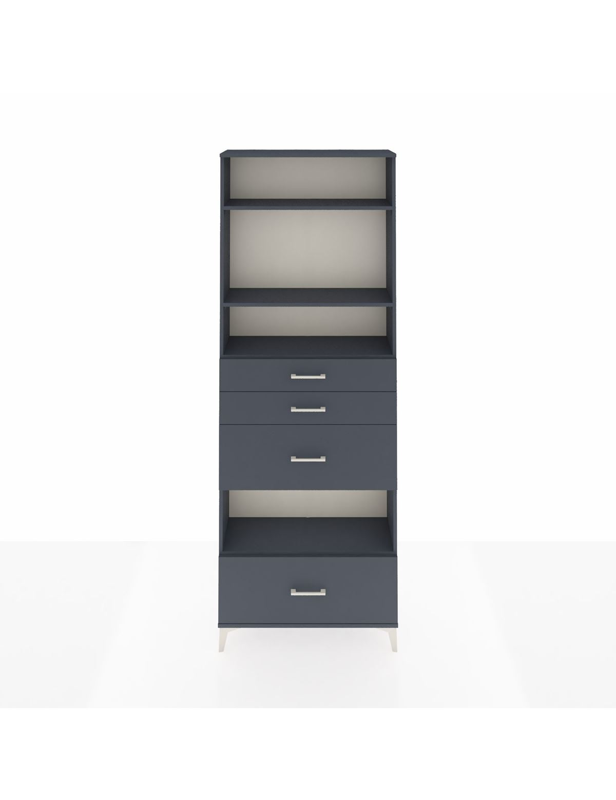 Arges Dolap 4 Raflı 4 Çekmeceli 88x30x243 Antrasit-Antrasit