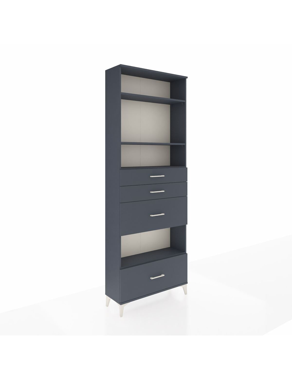 Arges Dolap 4 Raflı 4 Çekmeceli 88x30x243 Antrasit-Antrasit