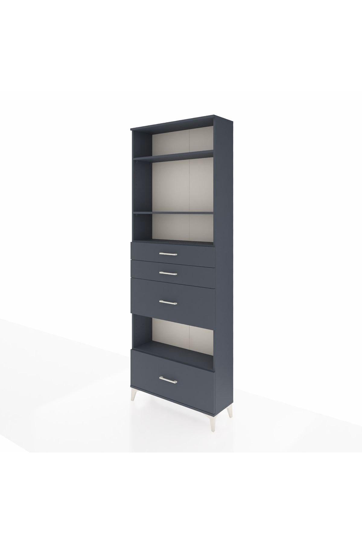 Arges Dolap 4 Raflı 4 Çekmeceli 88x30x243 Antrasit-Antrasit