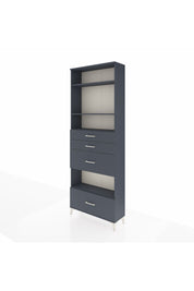 Arges Dolap 4 Raflı 4 Çekmeceli 88x30x243 Antrasit-Antrasit