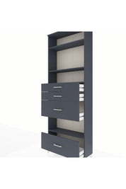 Arges Dolap 4 Raflı 4 Çekmeceli 88x30x243 Antrasit-Antrasit