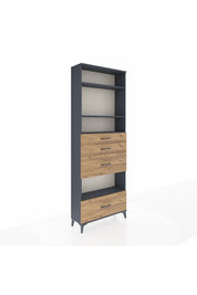 Arges Dolap 4 Raflı 4 Çekmeceli 88x30x243 Antrasit-Çam