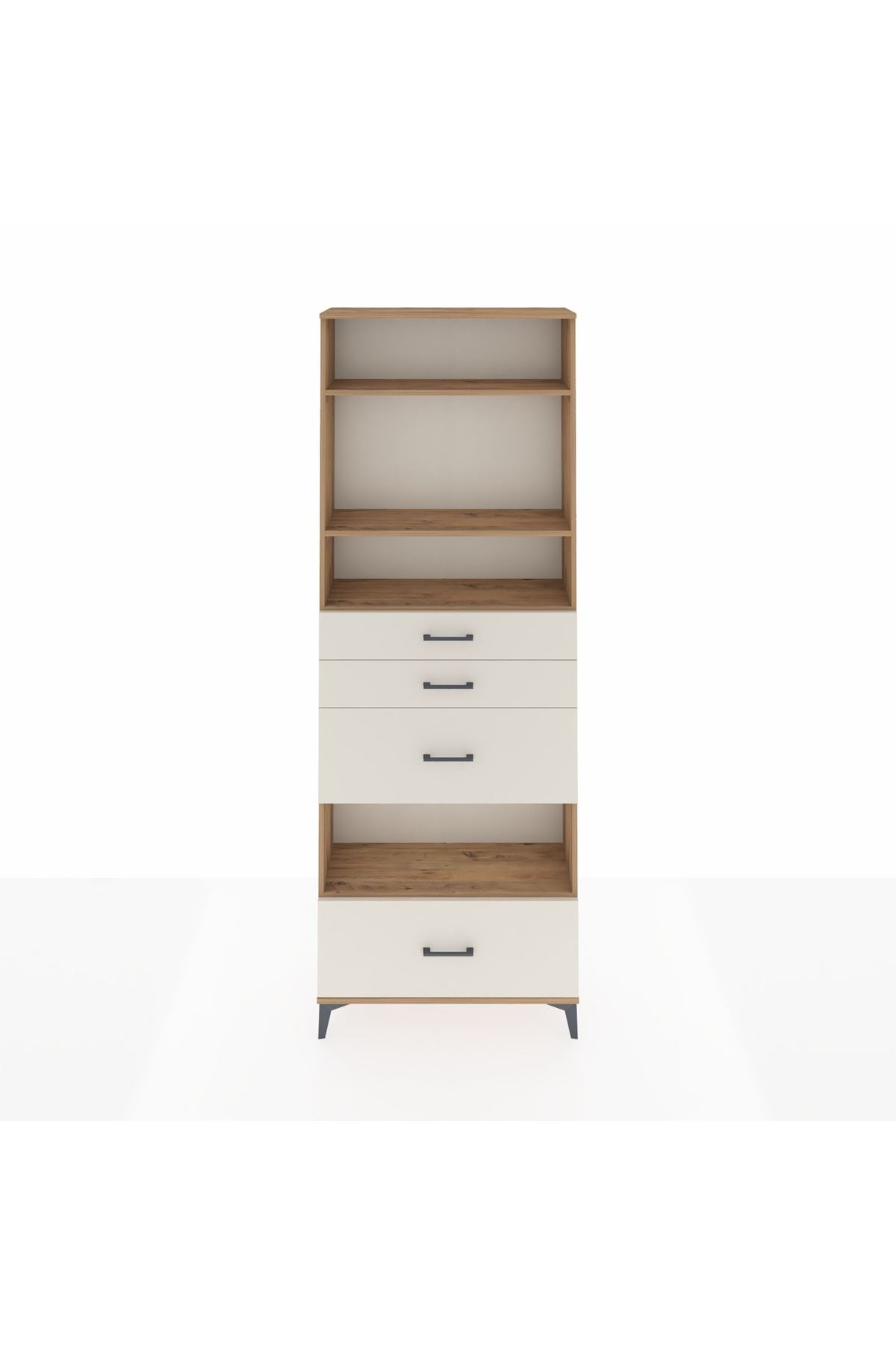 Arges Dolap 4 Raflı 4 Çekmeceli 88x30x243 Çam-Aytaşı