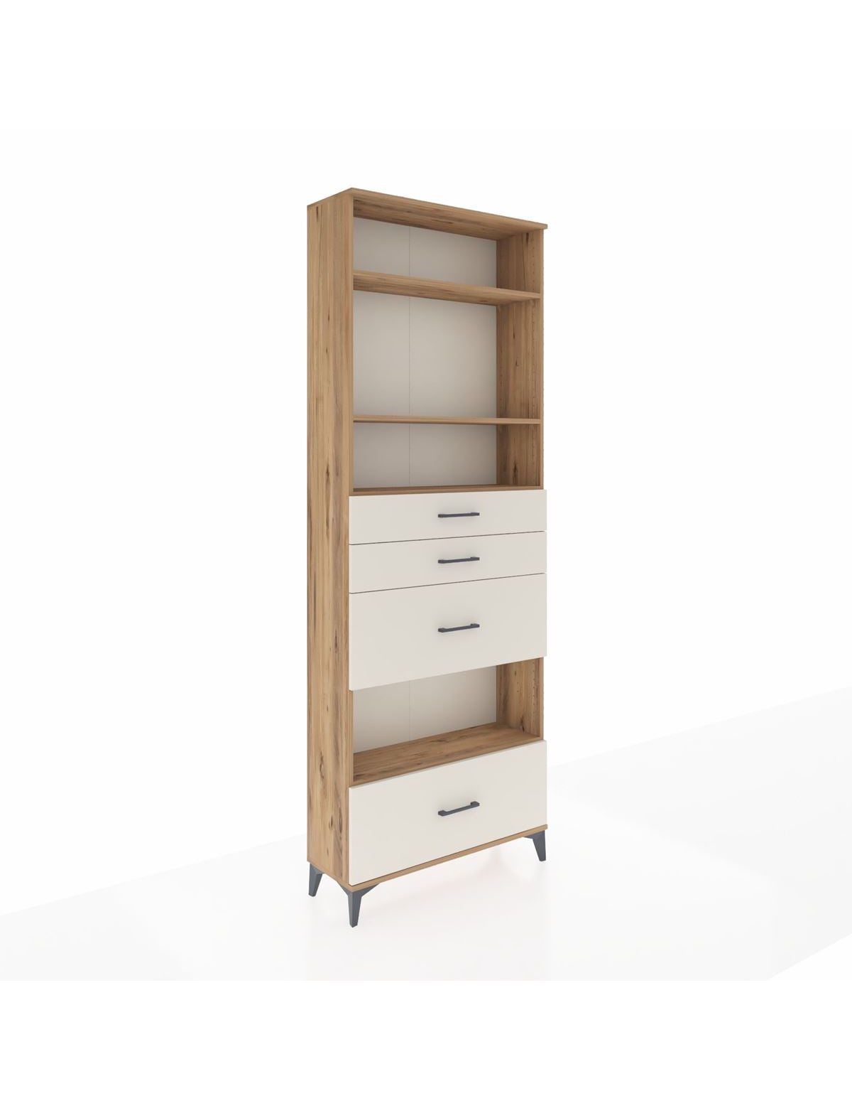 Arges Dolap 4 Raflı 4 Çekmeceli 88x30x243 Çam-Aytaşı