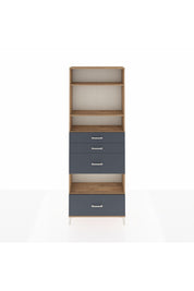 Arges Dolap 4 Raflı 4 Çekmeceli 88x30x243 Çam-Antrasit