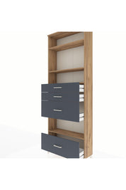 Arges Dolap 4 Raflı 4 Çekmeceli 88x30x243 Çam-Antrasit