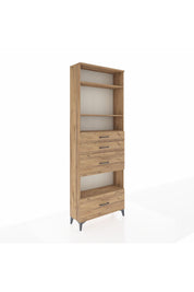 Arges Dolap 4 Raflı 4 Çekmeceli 88x30x243 Çam-Çam