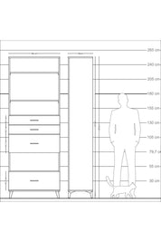 Arges Dolap 4 Raflı 4 Çekmeceli 88x30x243 Çam-Çam