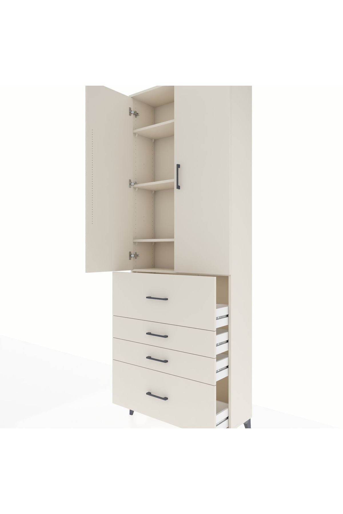 Arges Dolap 4 Raflı 4 Çekmeceli 2 Kapaklı 88x30x243 Aytaşı-Aytaşı